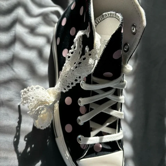 Pink Polka Dot Converse Sneakers - Picture 4 of 5